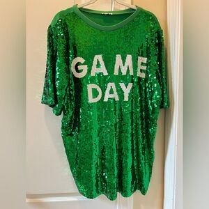 Green Sequin Game Day Dress